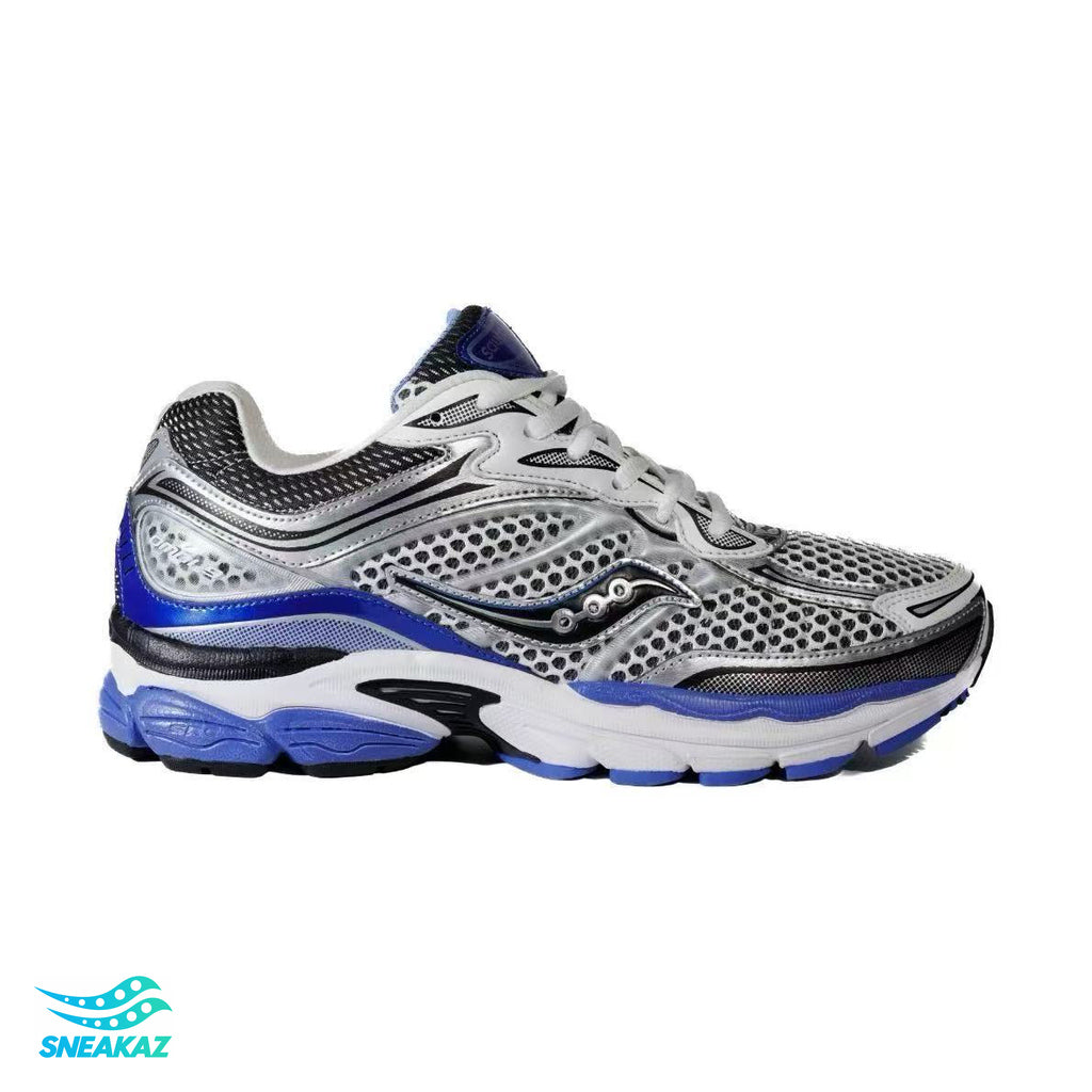 Saucony ProGrid Omni 9 — Gris argent, noir et bleu — Sneakaz