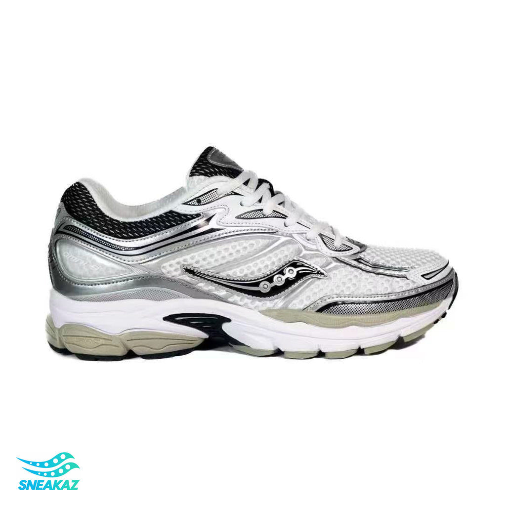 Saucony ProGrid Omni 9 — Gris argent, noir et crème — Sneakaz