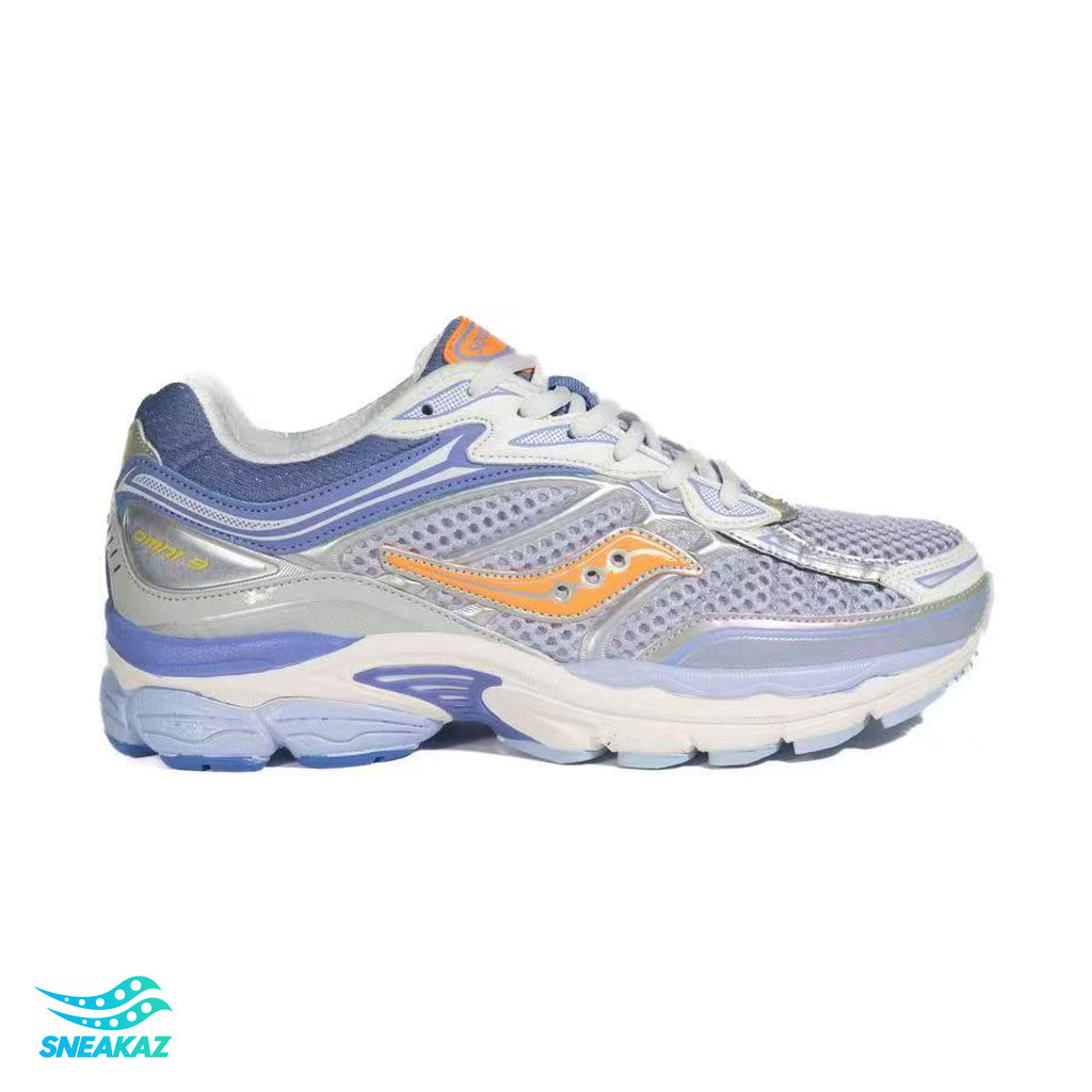 Saucony ProGrid Omni 9 — Lilas, jaune et bleu clair — Sneakaz