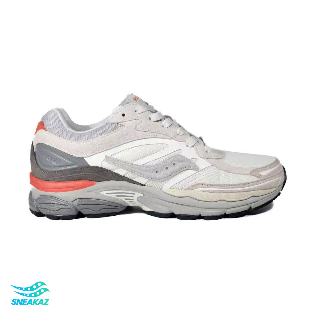 Saucony ProGrid Omni 9 — Gris, crème et rouge — Sneakaz