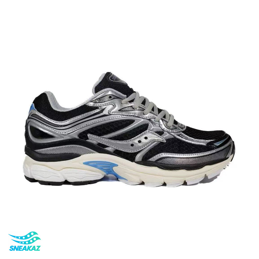 Saucony ProGrid Omni 9 — Noir, gris argent et crème — Sneakaz