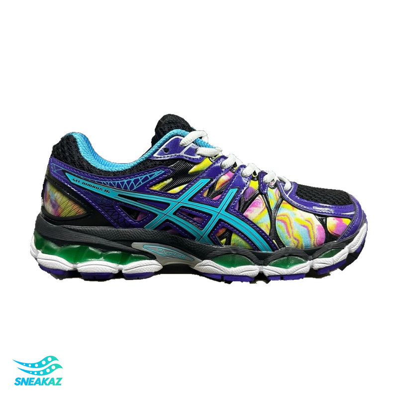 ASICS Gel-Nimbus 16 — Noir, turquoise et violet multicolore — Sneakaz