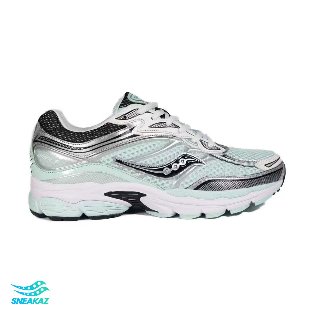 Saucony ProGrid Omni 9 — Gris argent et menthe — Sneakaz