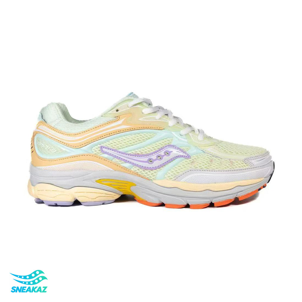 Saucony ProGrid Omni 9 — Crème, menthe, jaune et orange — Sneakaz