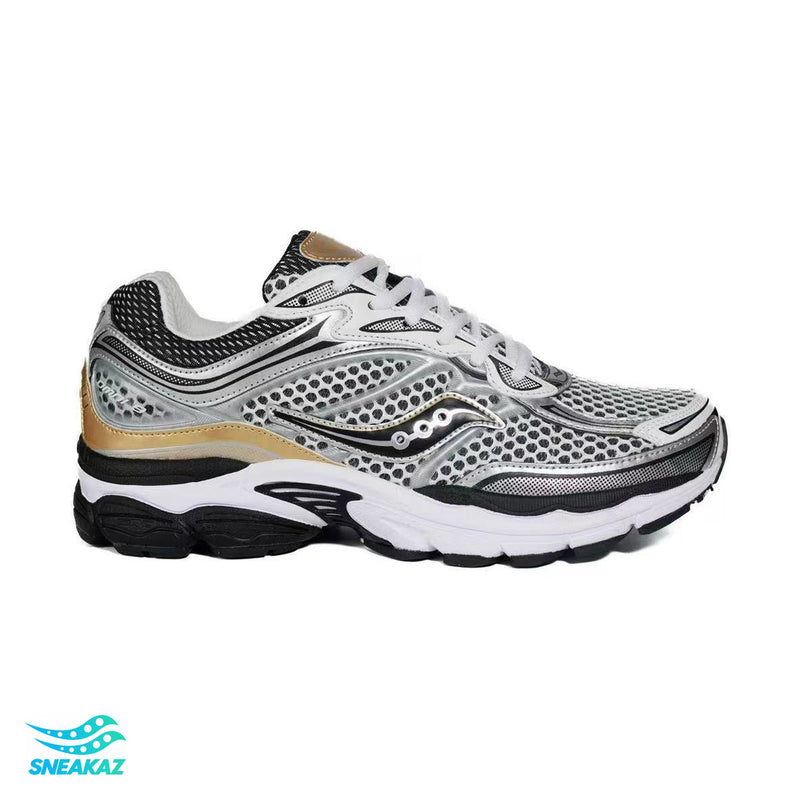 Saucony ProGrid Omni 9 — Gris argent, noir et beige — Sneakaz