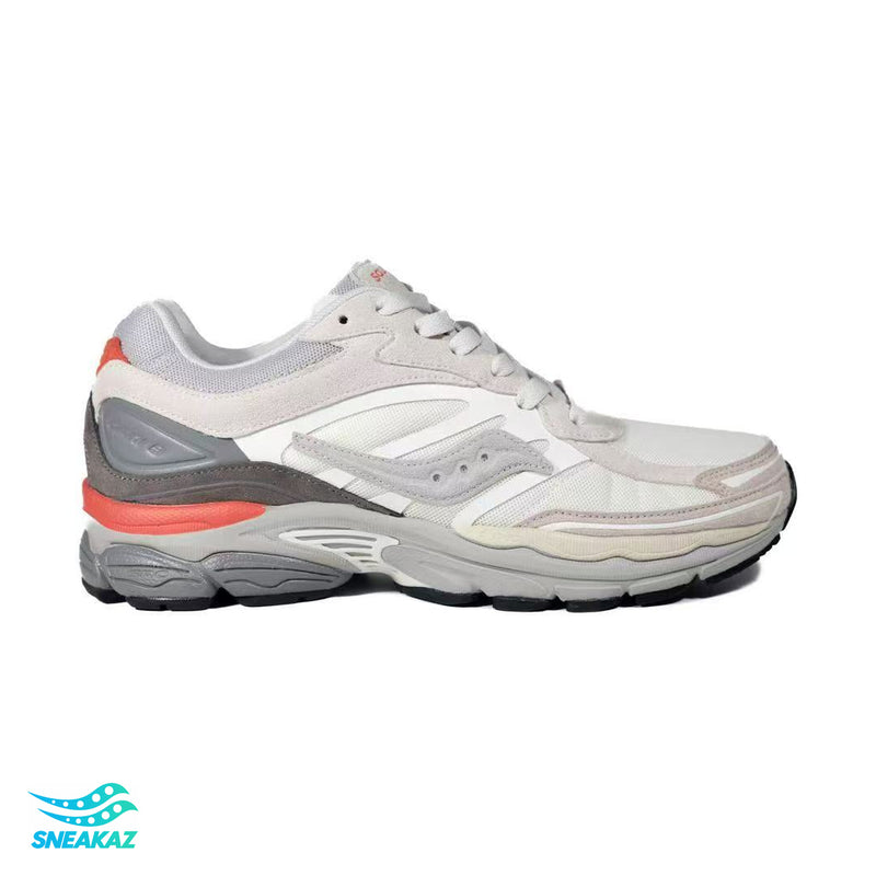 Saucony ProGrid Omni 9 — Gris, crème et rouge — Sneakaz