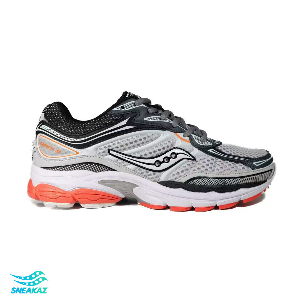 Saucony ProGrid Omni 9 — Gris, argent et orange — Sneakaz