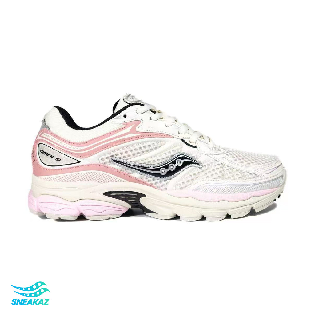 Saucony ProGrid Omni 9 — Blanc, rose et noir — Sneakaz
