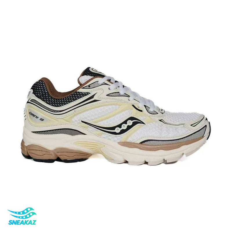 Saucony ProGrid Omni 9 — Crème, noir et beige — Sneakaz