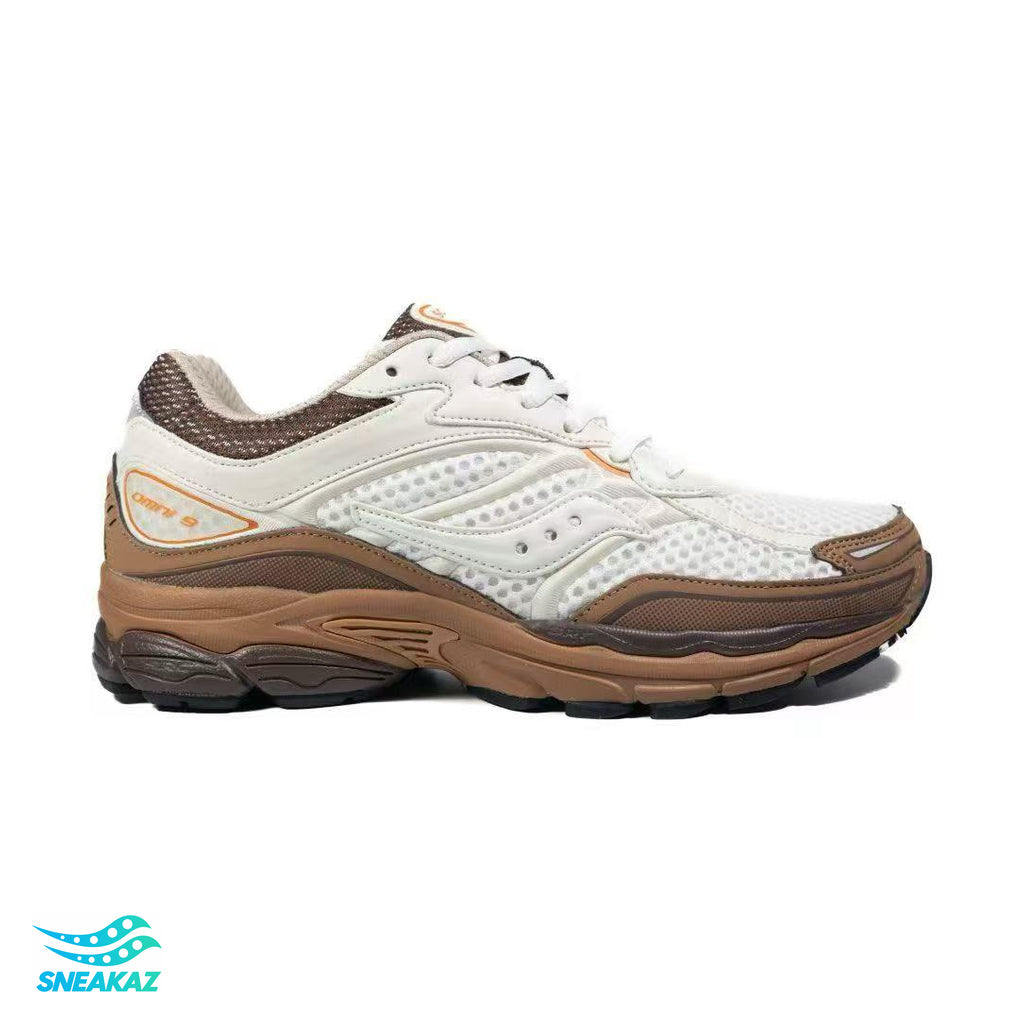 Saucony ProGrid Omni 9 — Blanc et marron — Sneakaz
