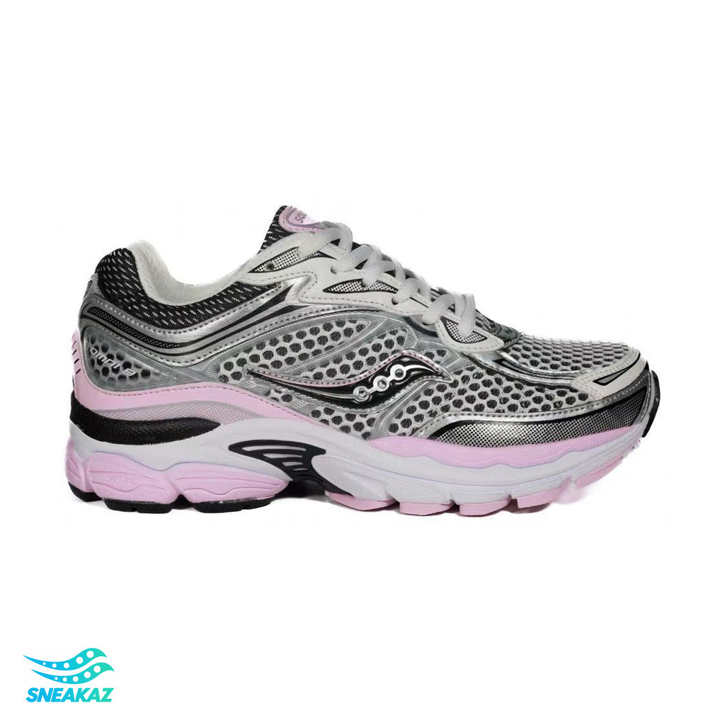Saucony ProGrid Omni 9 — Gris argent, noir et rose pâle — Sneakaz