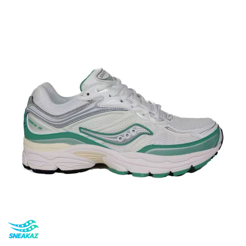 Saucony ProGrid Omni 9 — Blanc, gris et menthe — Sneakaz