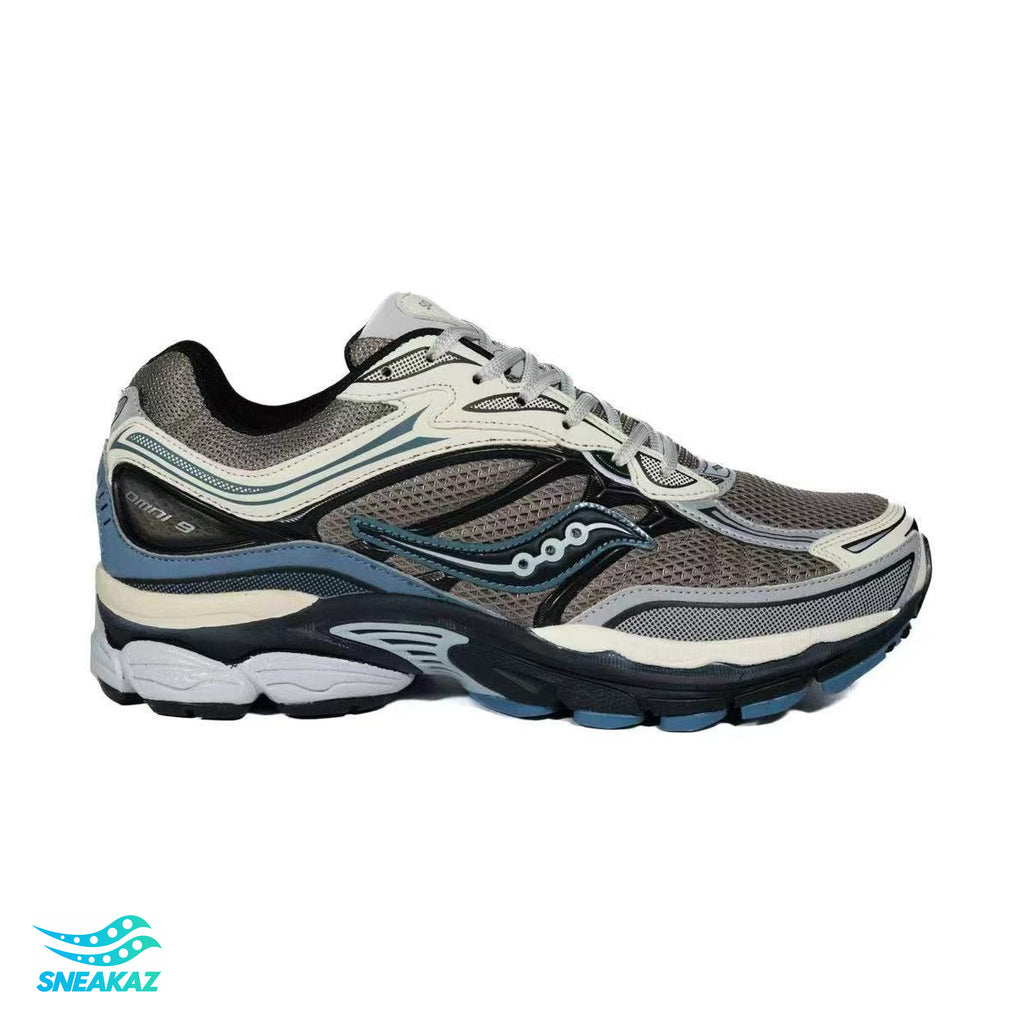 Saucony ProGrid Omni 9 — Gris, noir et bleu pétrole — Sneakaz