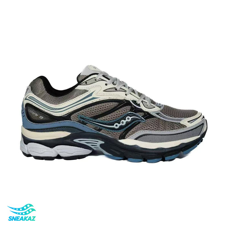 Saucony ProGrid Omni 9 — Gris, noir et bleu pétrole — Sneakaz