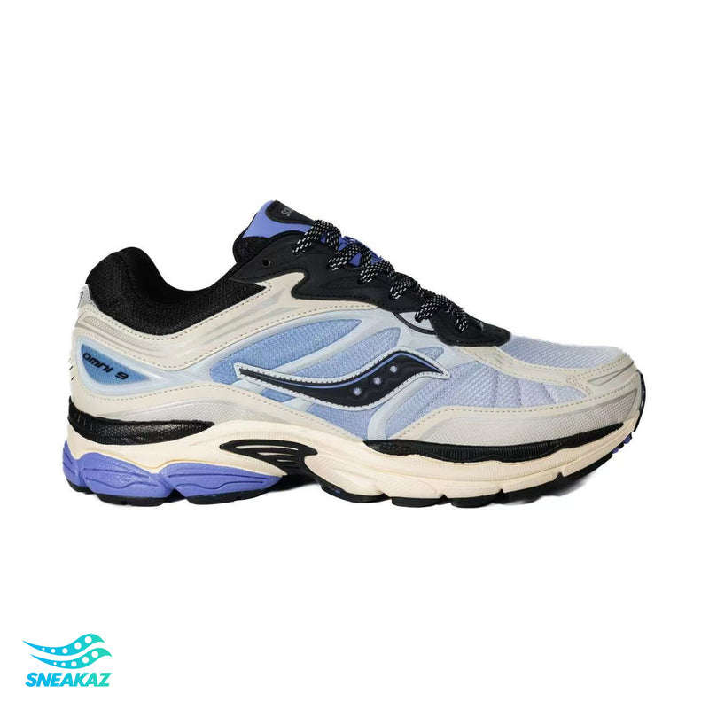 Saucony ProGrid Omni 9 — Bleu clair, bleu marine et crème — Sneakaz