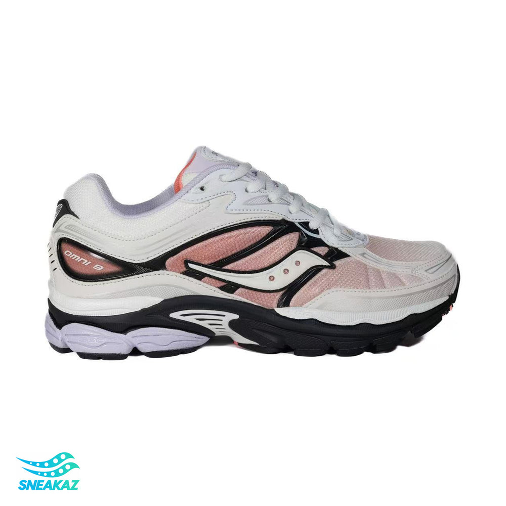 Saucony ProGrid Omni 9 — Blanc, noir et rose poudré — Sneakaz
