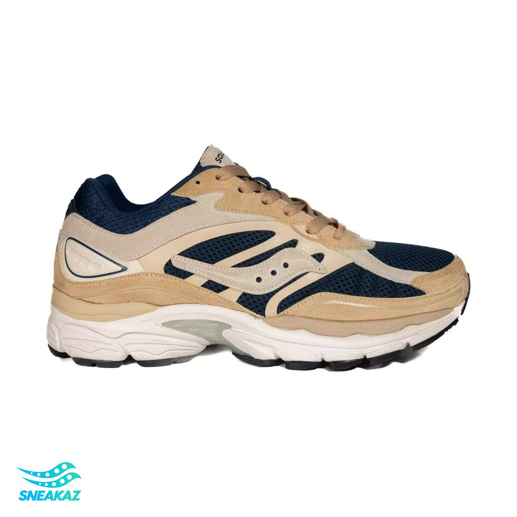 Saucony ProGrid Omni 9 — Beige et bleu marine — Sneakaz