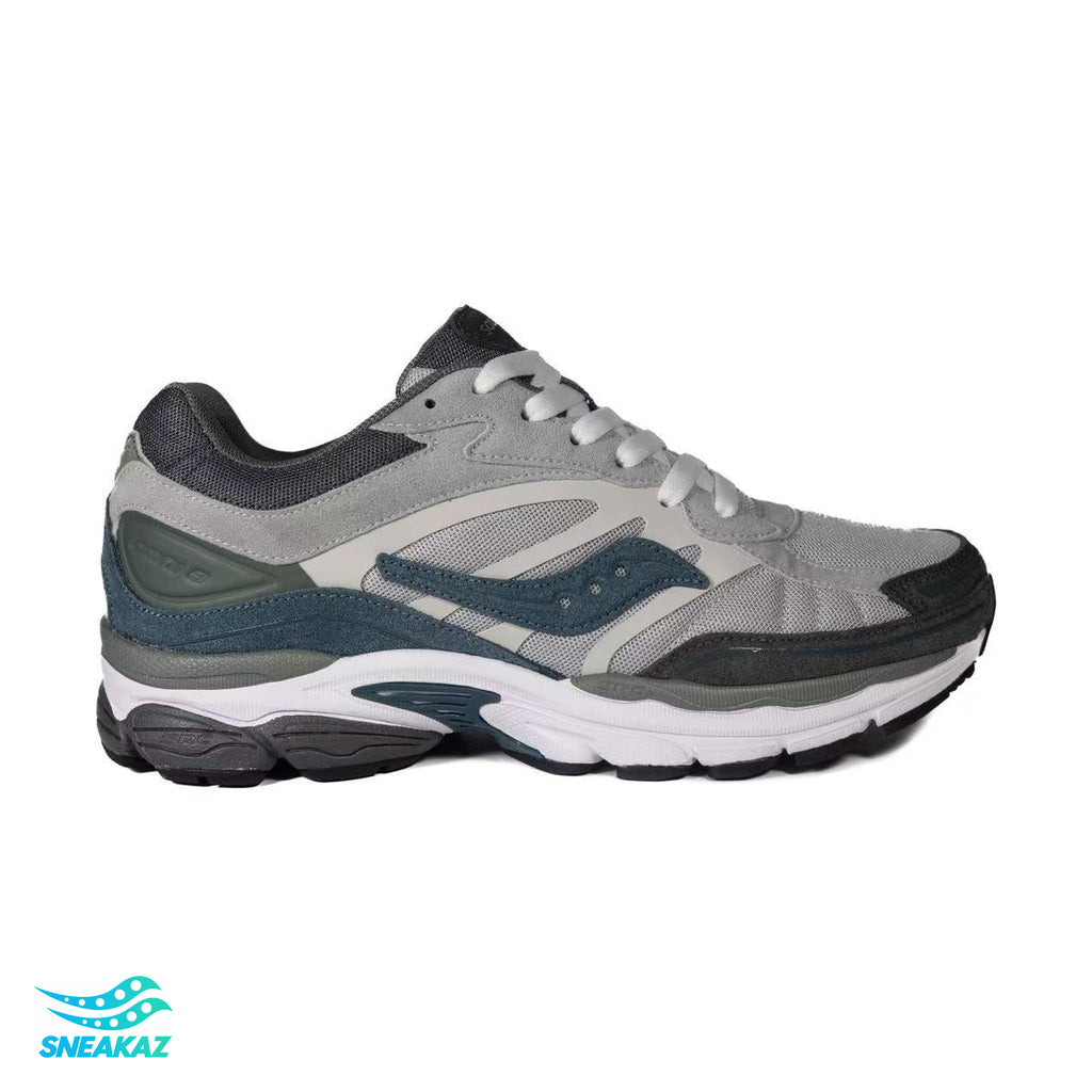 Saucony ProGrid Omni 9 — Gris, vert foncé et blanc — Sneakaz