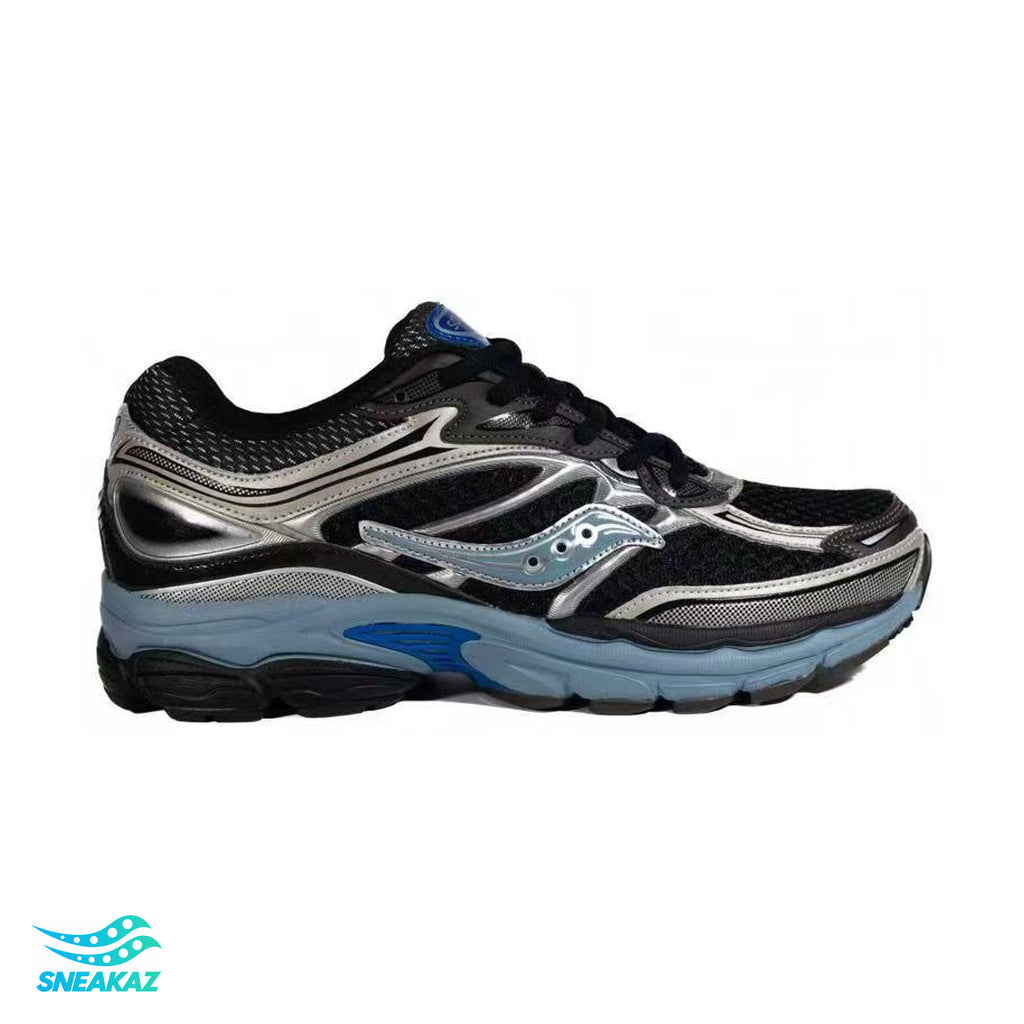 Saucony ProGrid Omni 9 — Noir, gris argent et bleu — Sneakaz