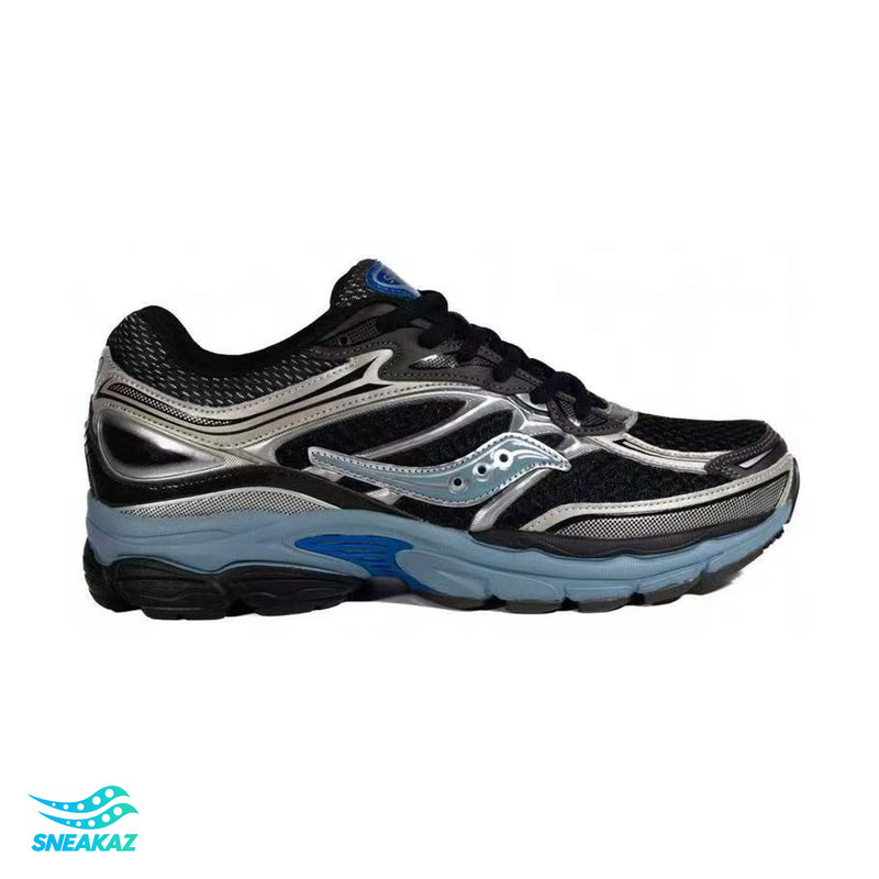 Saucony ProGrid Omni 9 — Noir, gris argent et bleu — Sneakaz