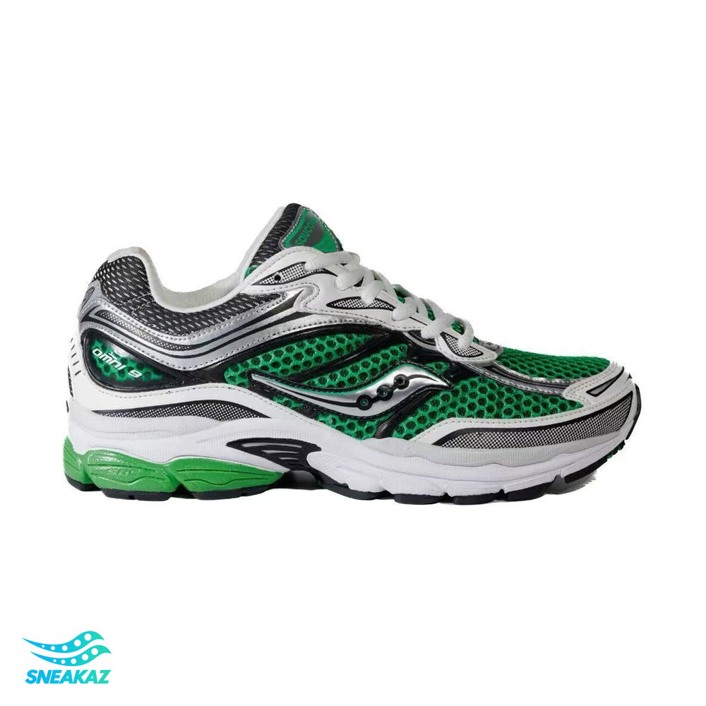 Saucony ProGrid Omni 9 — Vert, gris argent et blanc — Sneakaz