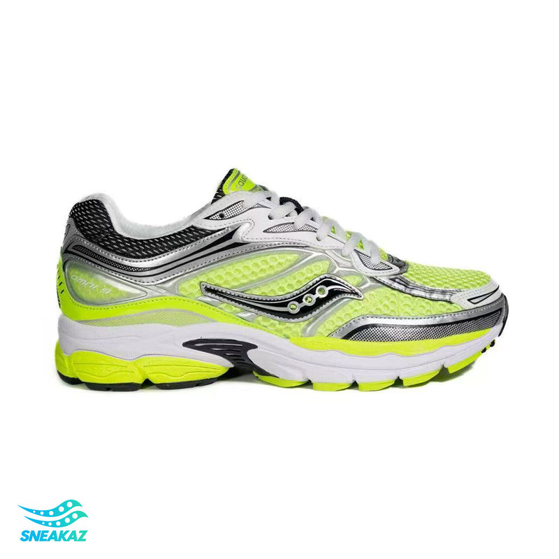 Saucony ProGrid Omni 9 — Gris et jaune fluo — Sneakaz